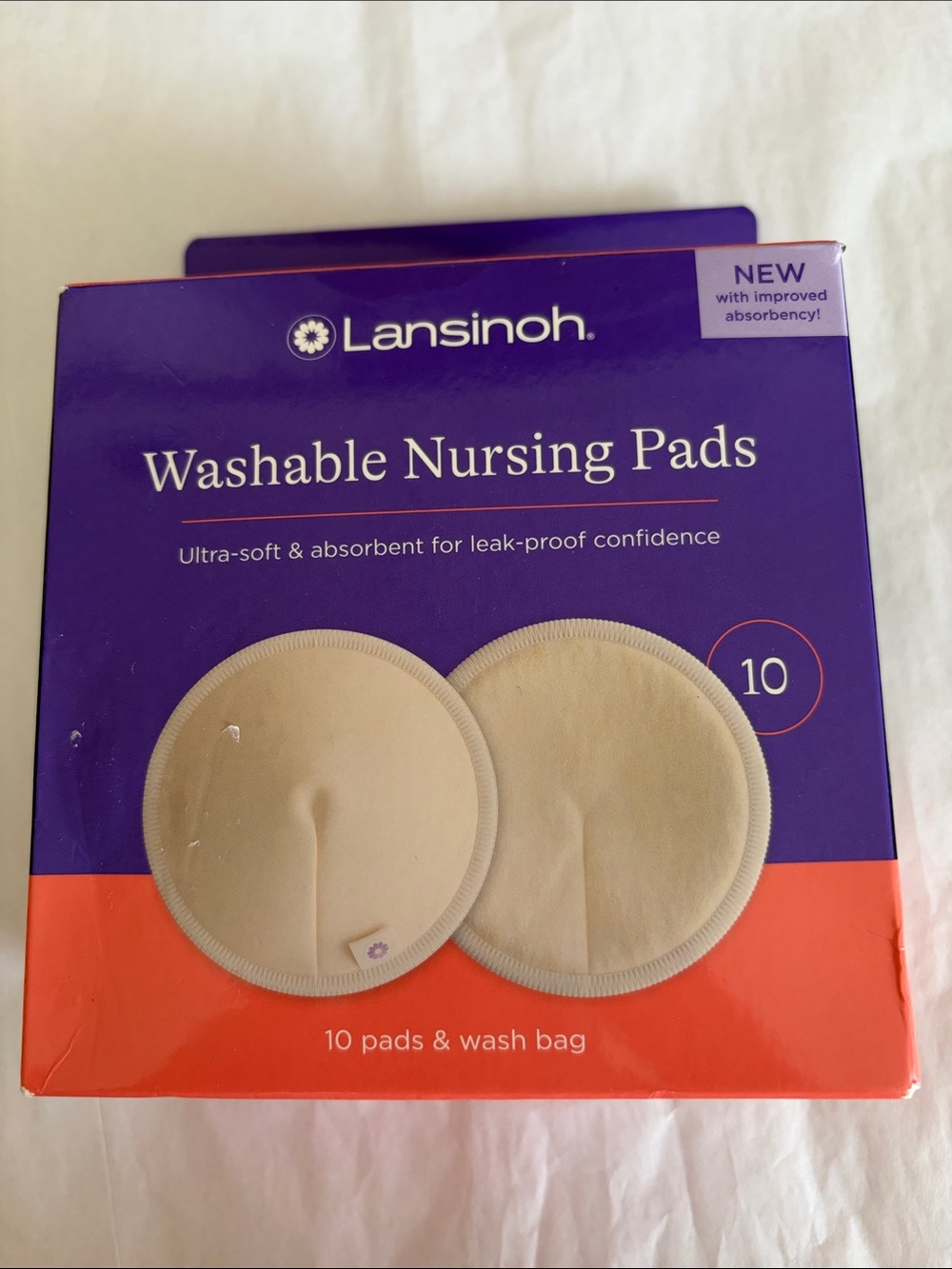 Lansinoh Beige Washable Nursing Pads - Pack of 10 New
